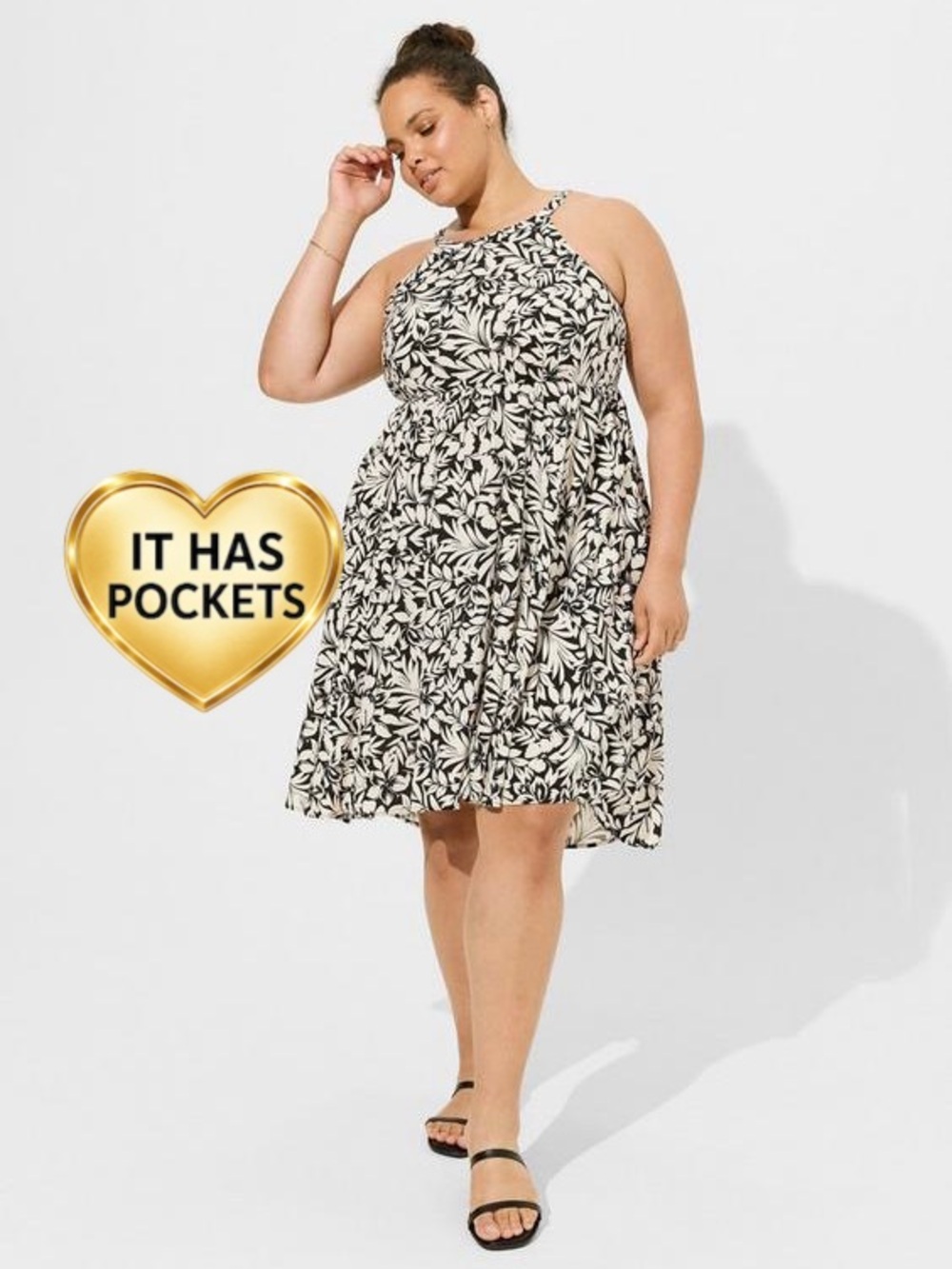 torrid Black & Cream Floral Midi Dress | 00